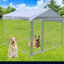 New Large Galvanized Dog Kennel With Uv Water Resistant TARP COVER easy Assembly 6'.6 x 6'.6 x 7ft Animal Cage 