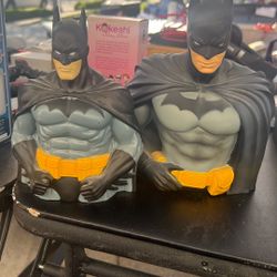 Two Batman Bust Coin Bank DC Comics Monogram International Direct  Superhero