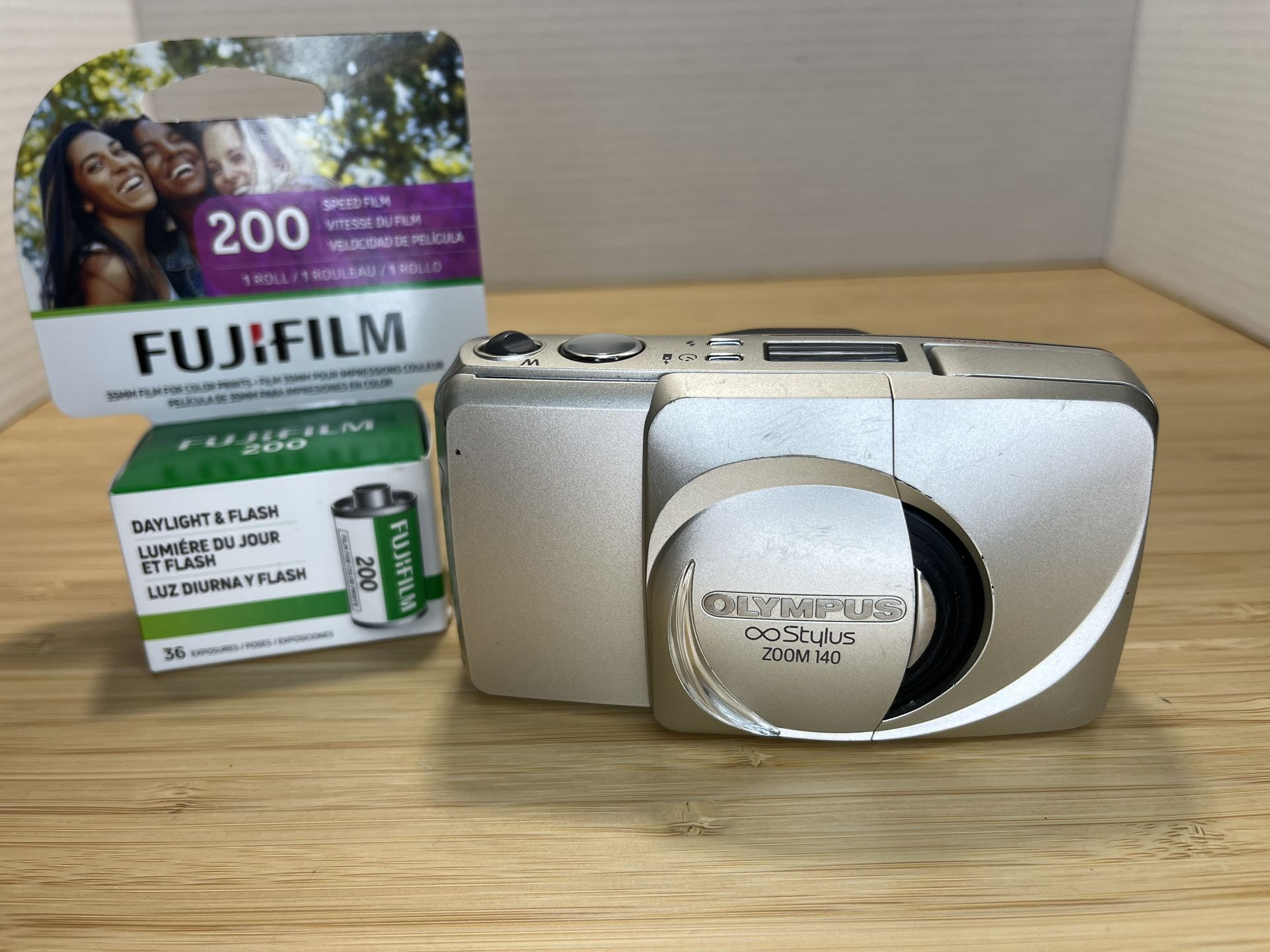 Olympus Stylus Zoom 140 35mm Film Camera New Battery Fuji 200 Film Tested