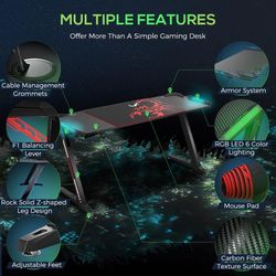 GAMERS GAMING DESK Z STYLE SHAPE BLACK FINISH