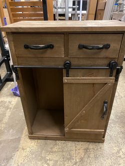32''H Rustic Barn Door Wood End Table