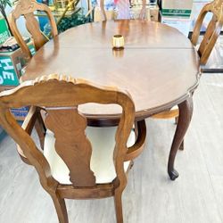 Vintage Wood Dining Set 4 Chairs