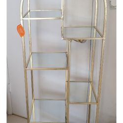 Metal Gold Gabinete 6 Shelves Mirror .New!!