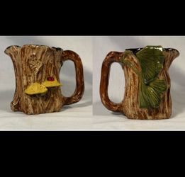 Handmade Rustic Ceramic Tree Stump Shaped Pitcher