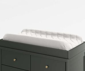 Crate And Barrel Olive Green Wood Baby Changing Table Topper