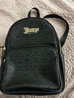 Juicy Couture Black Embossed Logo Backpack with Gold Hardware