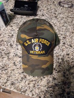 Not worn ever U.S. Air Force Veteran camouflage truck hat