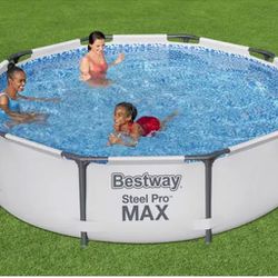 Bestway Steel Pro MAX 10'x30" Above Ground Outdoor Swimming Pool with Pump Metal frame pools Round