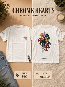 Chrome heart multi cross tee white