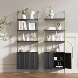 Set of 2 Black and gold bookshelves