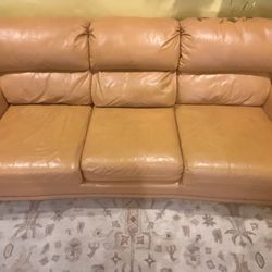 Orange Brown Faux leather Sofa