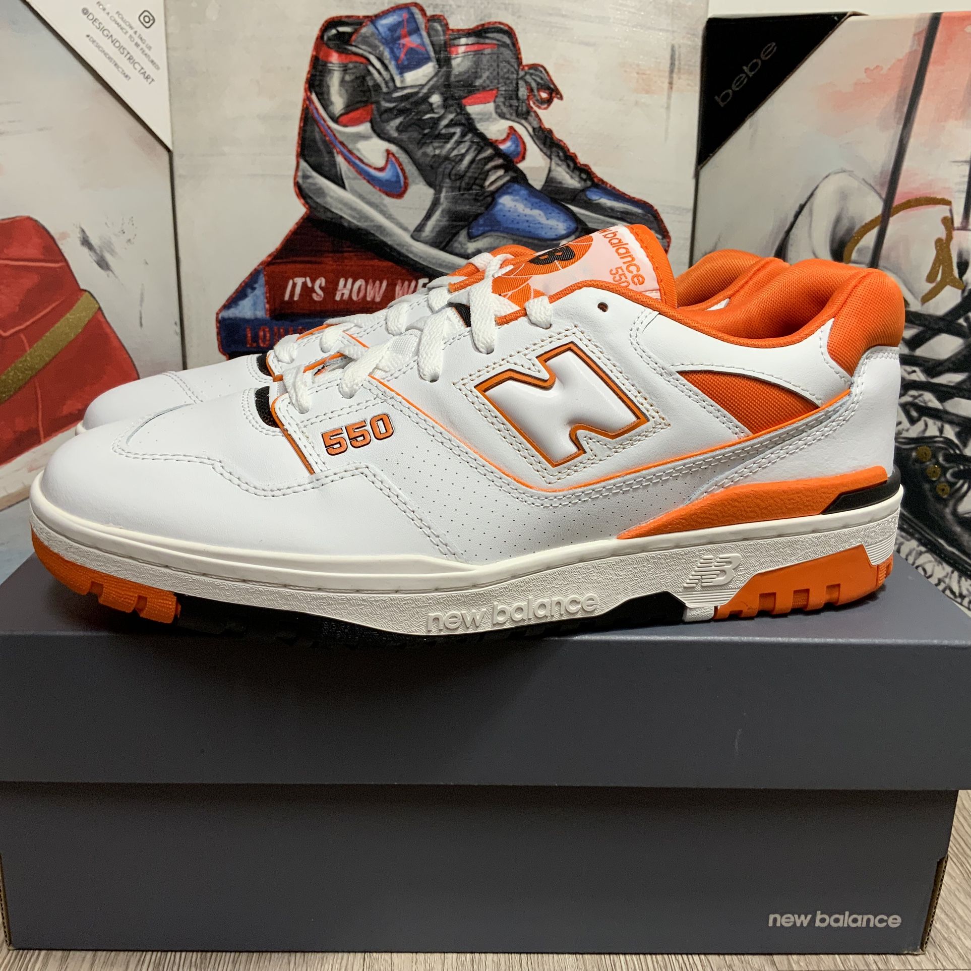 New Balance BB550 White/Orange Syracuse BB550HG1 Men's Size 12