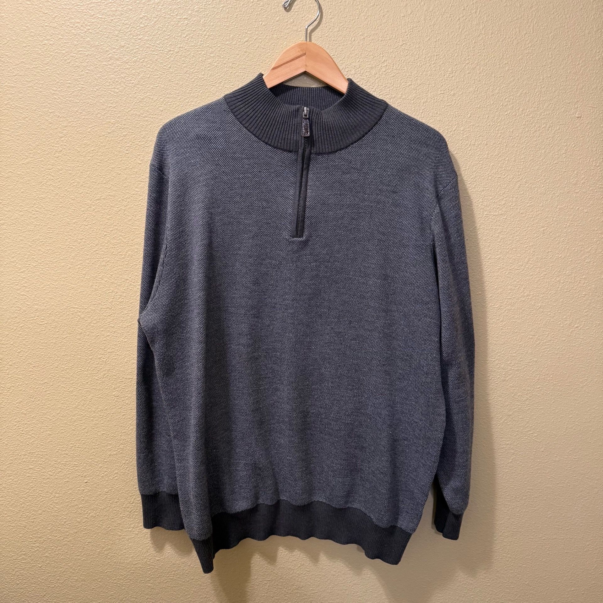 Men’s XXL TailorByrd Charcoal Gray Long Sleeve 1/4 Zip Pullover Sweater