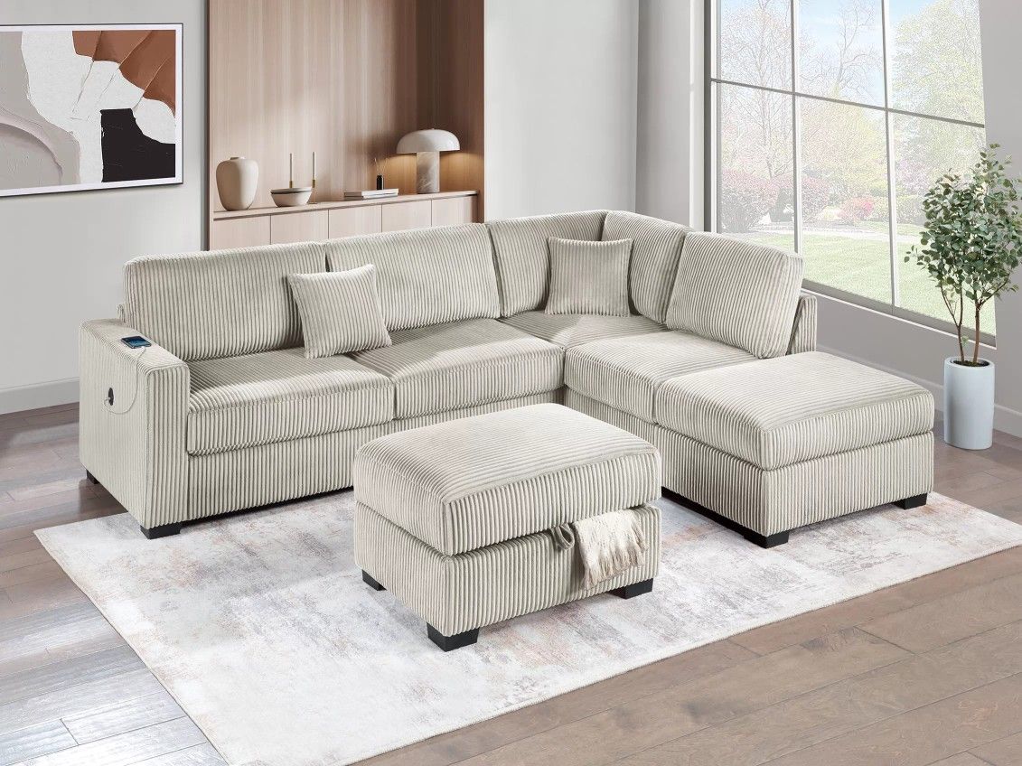 3-Piece Reversible Sectional Set W/ Ottoman
Reversible Chaise + Sofa W/USB + Storage Ottoman

Color: Camel

  ⚀️  Sectional De 3 Piezas Nuevo En Caja