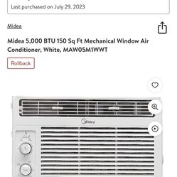 Midea 5,000 BTU 150 Sq Ft Mechanical Window Air Conditioner, White, MAW05M1WWT