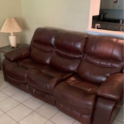 Double Recliner Leather Couch $400