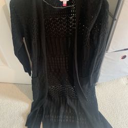 Womens Small Black Long Cardigan 