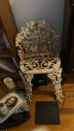 Rusted White Cast Iron Side Chair Antique Not Sold