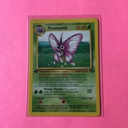 Rare 1st Edition Venomoth 29/64 Pokemon Card from the Jungle Set