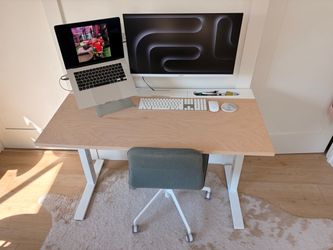 Desk, white and natural wood