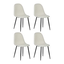 Set Of 4 Beige Mid Century Dining Chairs