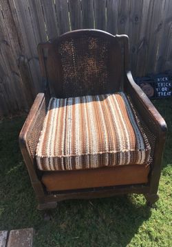 Wood with wicker chair