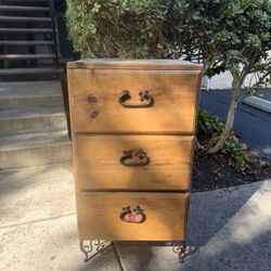 3-Drawer Wood Chest with Iron Legs