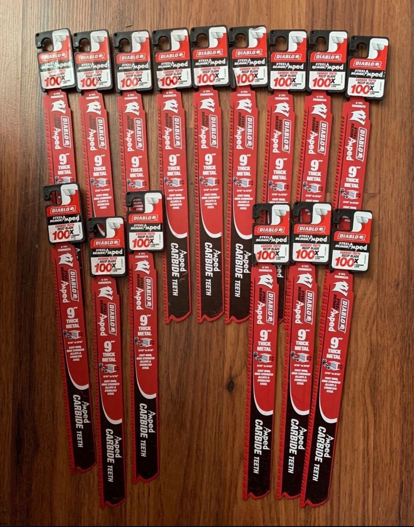 DIABLO 9 in. 8 TPI Steel Demon AMPED Carbide Reciprocating Saw Blade for Thick Metal Cutting 15 Piezas $150 Firme