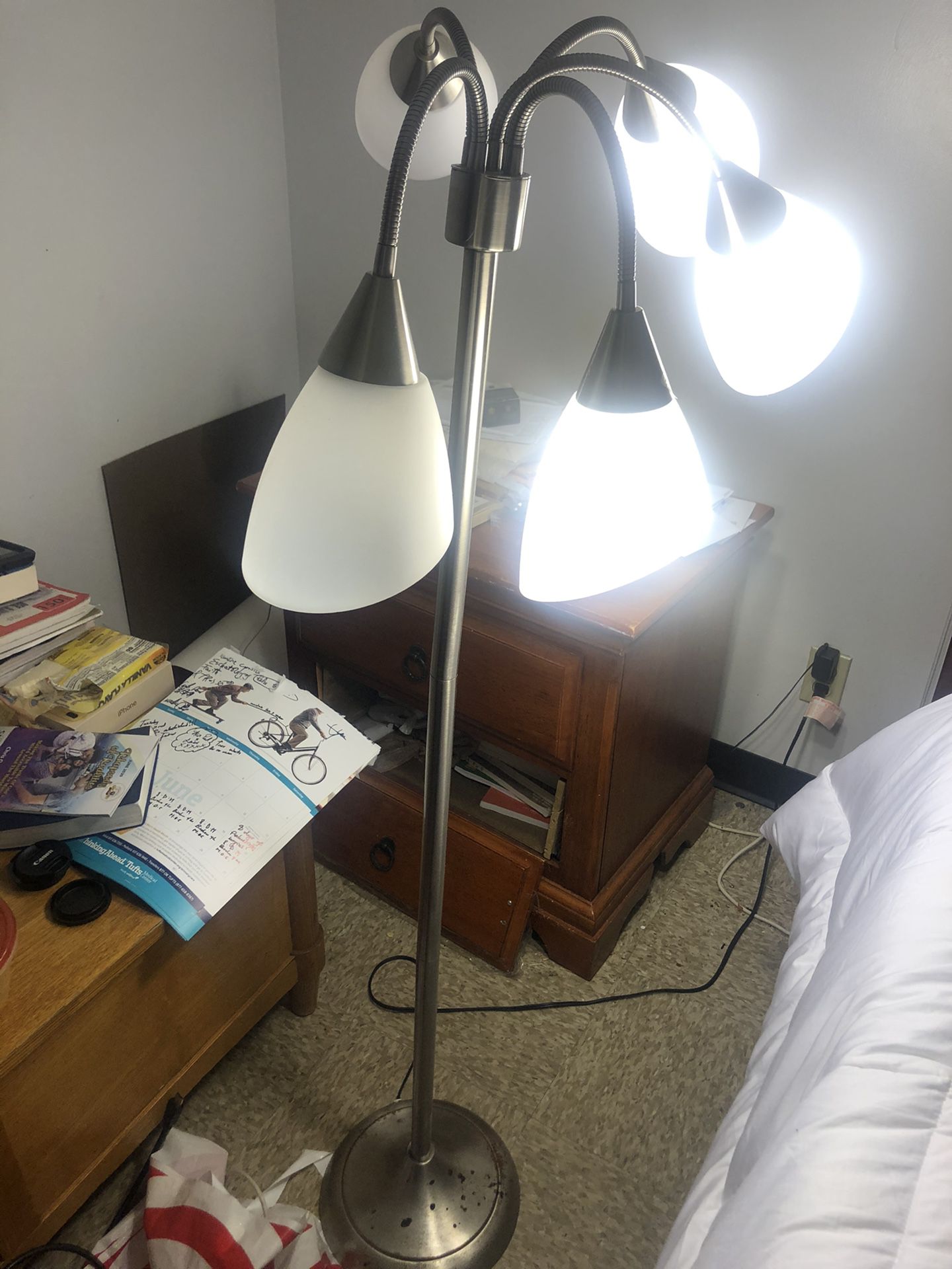 Decor Works 5 Light Floor Lamp with White Shades
