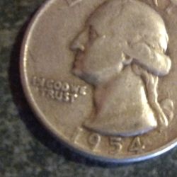 1954 Silver Quarter DDO Error "In Cod We Trust"