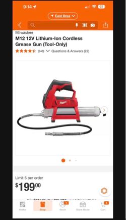 Milwaukee M12 Grease Gun New In The Box $160 (Home Depot $218)