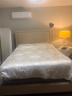 Upholstered Bed Frame with Nailhead Headboard