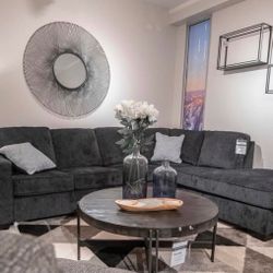 Dark Slate L Shape Cozy Couch Sectional With Chaise👌 Living Room Set 👈 Brand New 💥 In Stock 👍