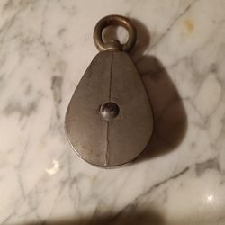 Vintage Brass Single Rope Pulley Says Spain On Top 5 Inches Tall. 