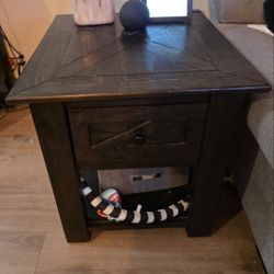 Side Table Night Stand Brown Black Wood Farmhouse Style