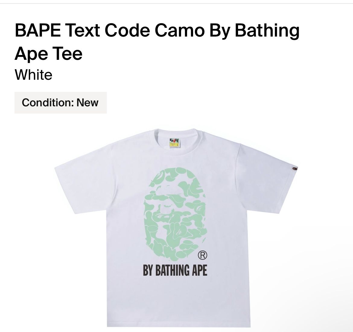 BAPE Text Code Camo By Bathing Ape Tee