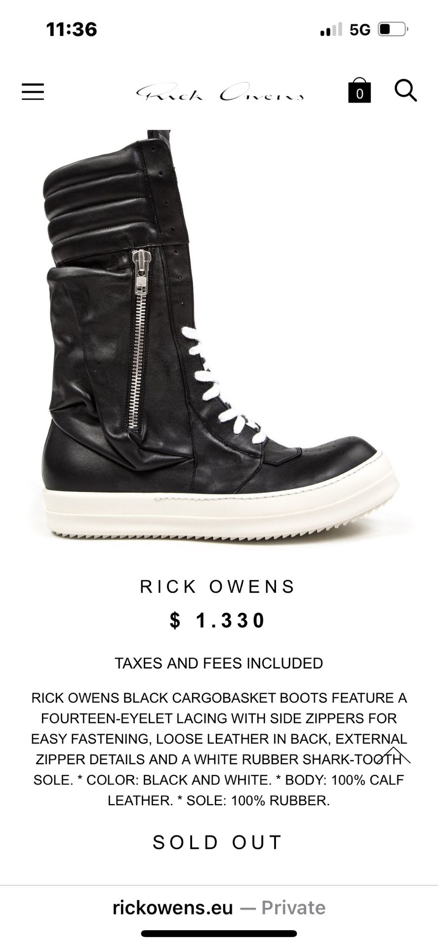 RICK OWENS BLACK BOOTS