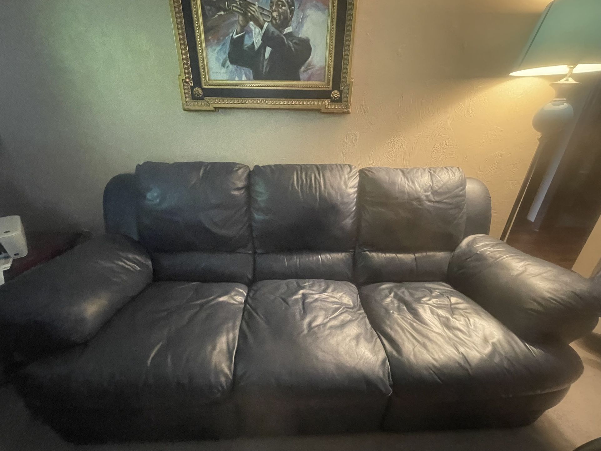 Leather Reclining Couch And Reclining Chair