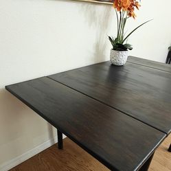 Long Rectangular Square Dark Espresso Solid Wood Drop Leaf Extension Dining Room Table Expandable