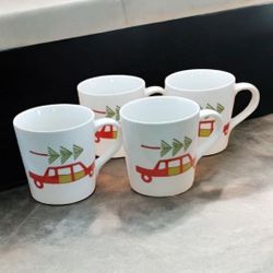 Set of 4 Crate and Barrel Christmas Cups