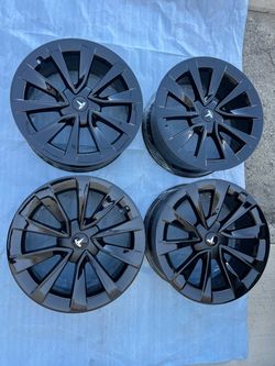 Tesla model 3 rims 19” OEM Factory Wheels Rines new gloss black powder coated ( exchange available )( Cambio Disponible )
