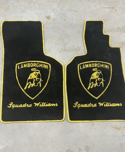 Lamborghini Squadra Williams branded car floor mats black and yellow