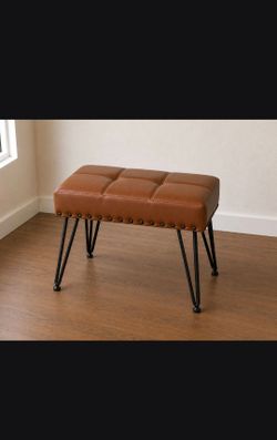 Whiskey Brown rectangle Ottoman with black legs