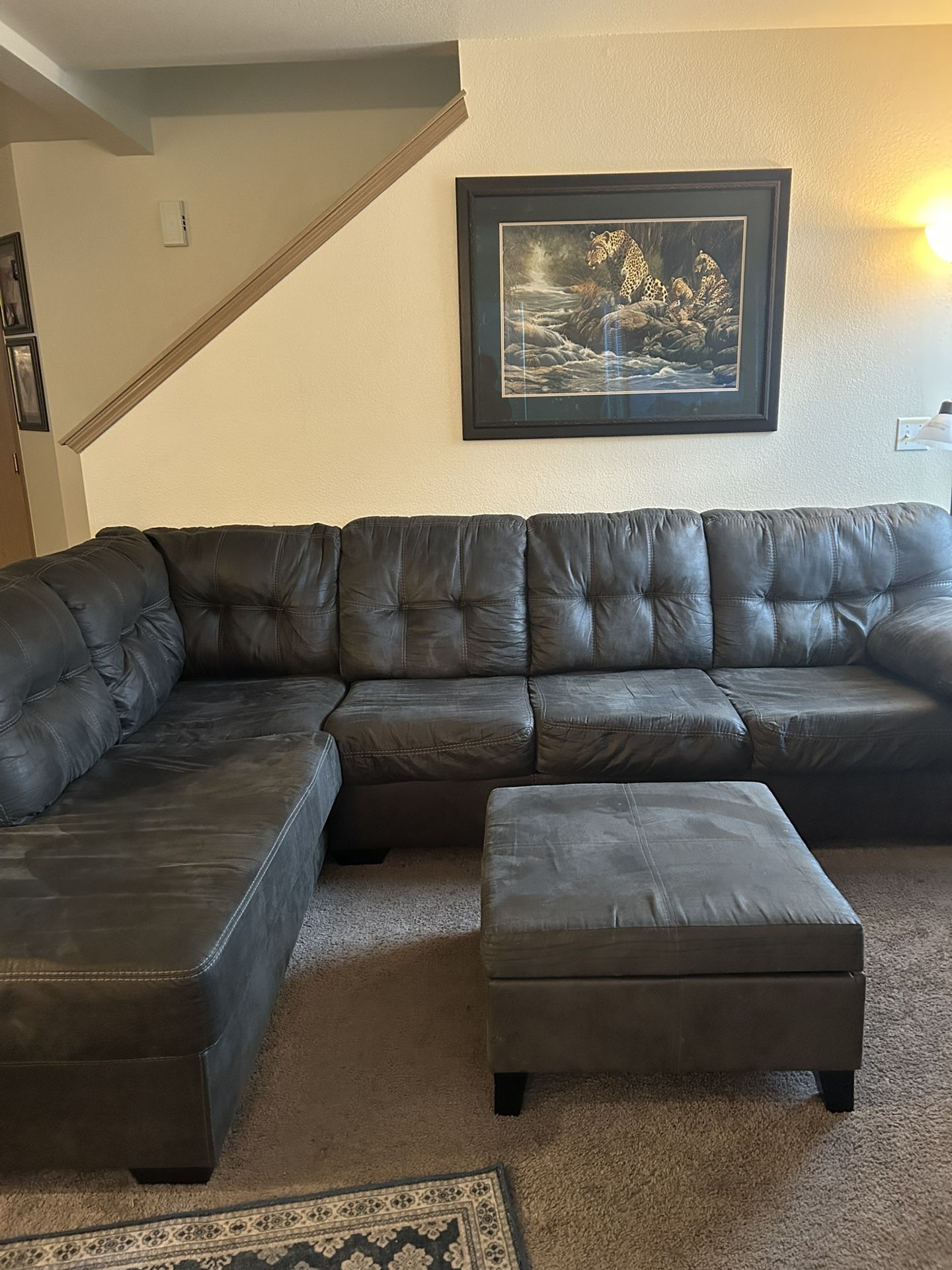 Dark Grey Sectional With Ottoman