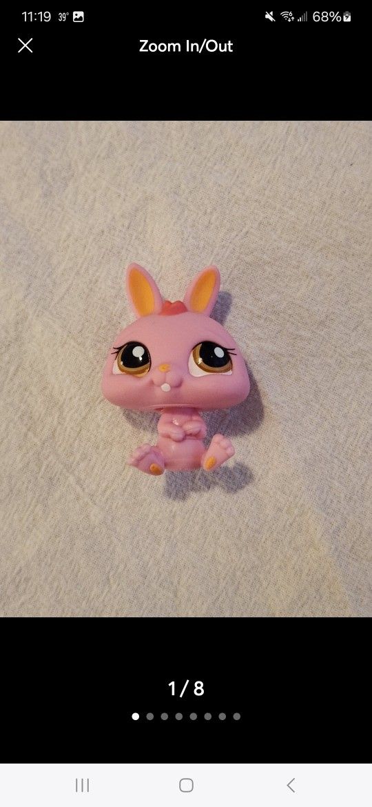 LPS Bunny Rabbit. RARE. #1770. Year 2007. Pink with Dark Pink Tuff of Hair & Brown Eyes. Adorable Littlest Pet Shop figurine. Bundle to save on