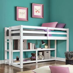 Better Homes & Gardens Greer Twin Loft Storage Bed, Multiple Finishes White - 81.25" W x 42.125" D x 48.375" H