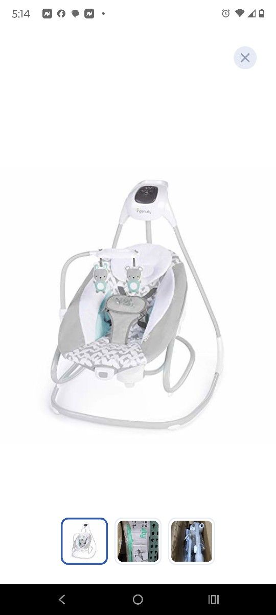 Ingenuity 2-in-1 SimpleComfort Compact Baby Swing & Rocker  