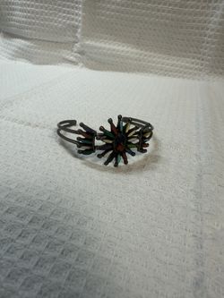 925 Sterling Silver Signed Native VTG Cuff w/ Multi-Gemstones 13.7gr Bracelet