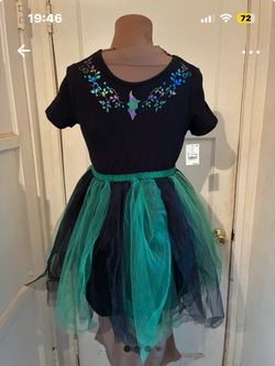 Black Tutu Dress with Floral Neckline Print