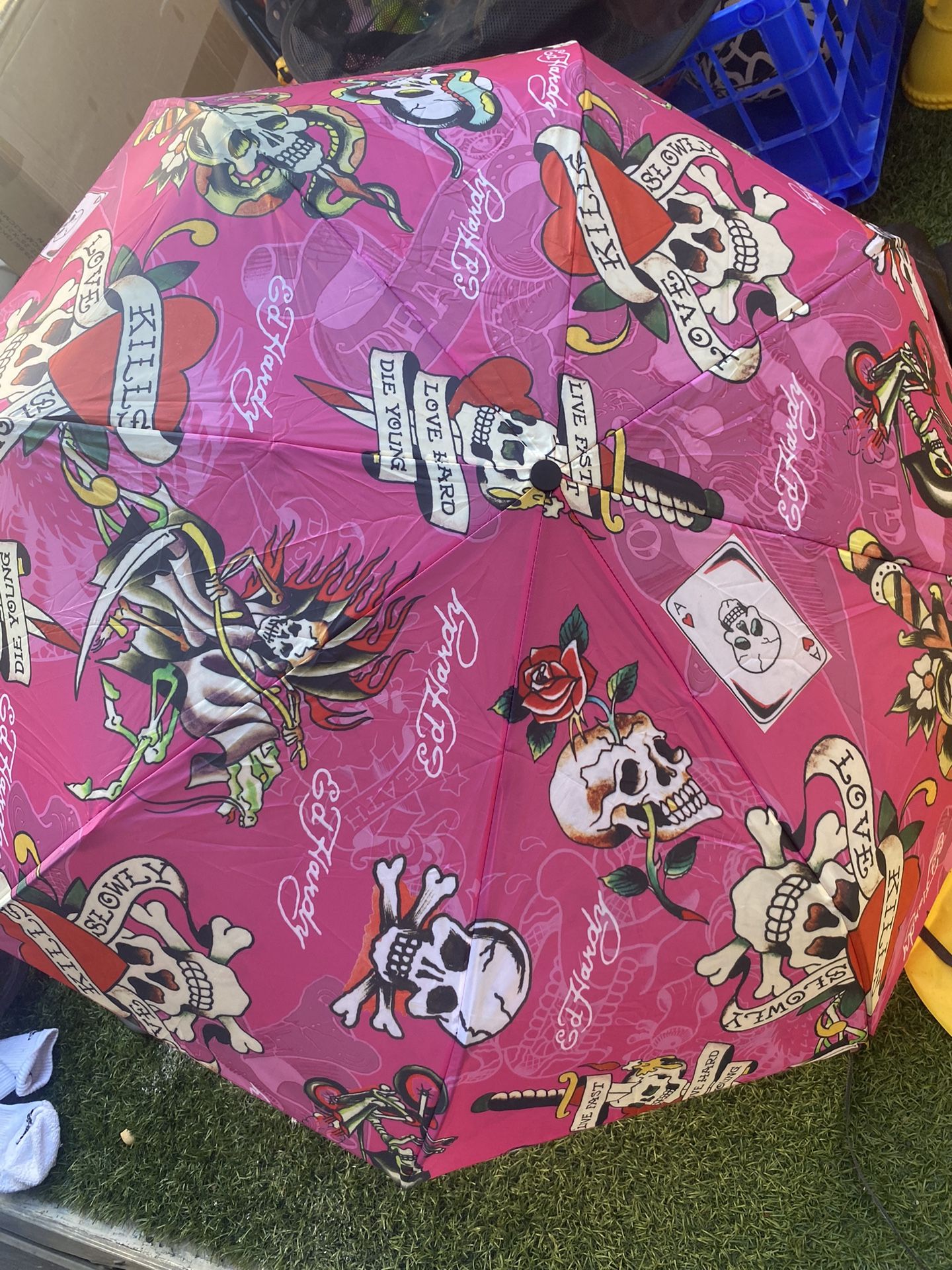 Brand new pink ed hardy umbrella